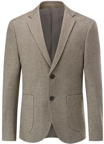 Allthemen Men's Blazer Regular Fit 2 Buttons Suit Jacket Casual Sports Coats for Business Wedding Khaki L