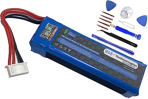 GLK-TECHNOLOGIES® High Power Ersatz Akku kompatibel mit JBL Charge 3 GSP1029102A Bluetooth Lautsprecher Battery 6200mAh + Profi Werkzeug