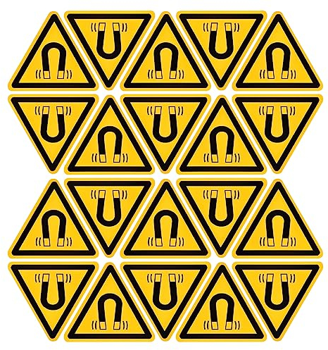 PATIKIL Dreieck Vorsicht Magnetfeld Warnschild selbstklebend gelb mit schwarzen Worten 20 mm/0,78 Zoll für Oberflächen von Maschinen, Instrumenten und Geräten, 20 Stück