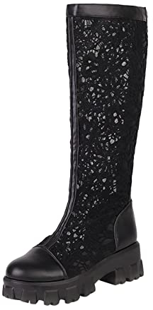 Stivali Estivi Donna Neri Stivali Pioggia Bambina Stivali Cowboy Donna Bianchi Pantofole Estive Donna Comode Stivali Equitazione Donna con Lacci Scarpe da Spiaggia Ciabatte Paglia Nero 37