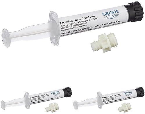 GROHE Essentials - Kleber für Badaccessoires (geeignet für Marmor, Fliesen, Glas, Kunststoff, Holz, Metall etc., Aushärtungszeit 24 Stunden), 40915000, 20g (Packung mit 3)