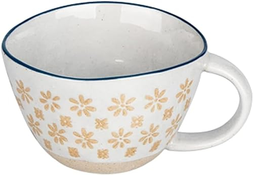 JUBIRO Keramik-Kaffeetassen, Kaffeetasse, Keramiktasse, dekorative Tasse, Emaille-Tasse mit Henkel, Tasse im japanischen Stil, handbemaltes Muster, 325 ml, 1 Stück, C (Color : A)