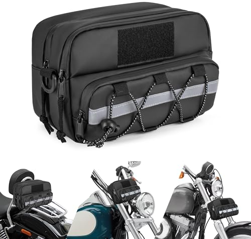 HODRANT Motocycle Handlebar Bag, wasserdichte Motorrad Lenker Tasche, Doppellagige Fahrradlenker Tasche mit Schultergurt und USB-Ladeloch, Nur Tasche
