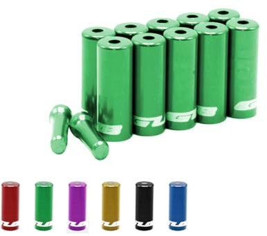 Fahrrad Endkappe 10 Stück Aluminium Bremszug Schaltzug 10 + 2 Set Endhülse für 4mm Schaltzughülle oder 5 mm Bremszughülle Caps mehrere Farben Bowdenzug (5 mm, Grün)