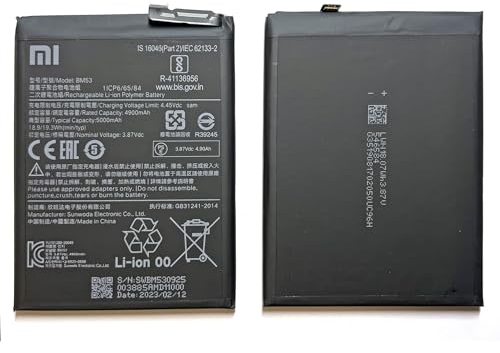 Batterie d'origine BM53 compatible avec Xiaomi Mi 10T / 10T Pro Batterie de rechange 4900 mAh 3,87 V