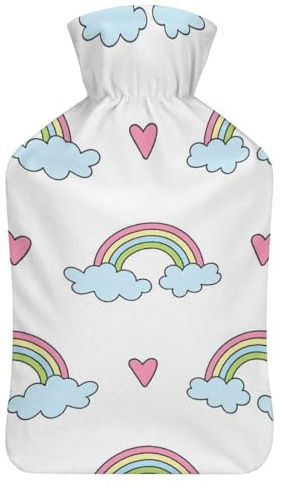 Regenbogen Wärmflasche Mit Bezug Bettflasche Wärmflaschen Handwärmer Erwachsene Wärmebeutel 26.5X15.3cm