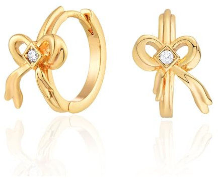 Jenosy 18K Vergoldet Ohrringe Gold Damen Huggie Glänzend Cubic Zirconia Geometry Perlen Schmetterling Herz Ohrringe für Frauen und Mädchen