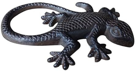 Lagarto de Hierro Fundido Envejecido Figura Ornamental Jardín 22x14 cm