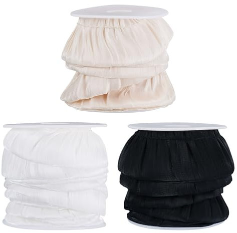 Beadthoven Faltenband aus Polyester, gewellt, Vintage-Rüschen, Spitzenbordüre für Bastelarbeiten, Puppenkleid, Kleidung, Manschetten, Stirnband, Dekoration, 13,7 m