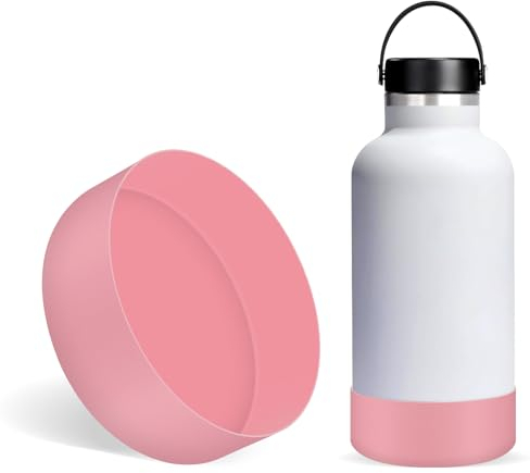 Linkidea Water Bottle Boot Compatible with YETI Rambler Bottle 64oz, Silicone Water Bottle Bottom Sleeve Cover Protector, Waterbottle Bumper (Light Pink)