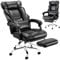 COLAMY Executive Office Chair with Footrest - Ergonomic High Back Design, Thick Bonded Leather Computer Chair with Removable Lumbar Pillow, Recliner Desk chair for Home Office Work Comfort (Black)