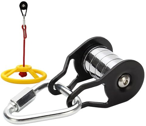Fuuxtci Seilrolle Für Slider Slacklin-e,Stahlseilrolle Für Slider, Starke Tragende, Robuste Riemenscheibe, Slider Slacklin-e Pully Gleitlager Zubehör Für Ninja Parcours Geeignet Für Zuhause, Park
