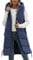 Tuopuda Gilet Donna Lungo, Smanicato Piumino Invernale con Cappuccio, Cappotto Senza Maniche Termico Giubbotto Imbottito Giacca Trapuntato con Cerniera e Tasche, Marina, S