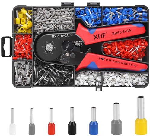 XHF 1700 PCS Ferrule Crimping Tool Kit with Hexagonal Ferrule Crimper Insulated Wire End Ferrules Terminals