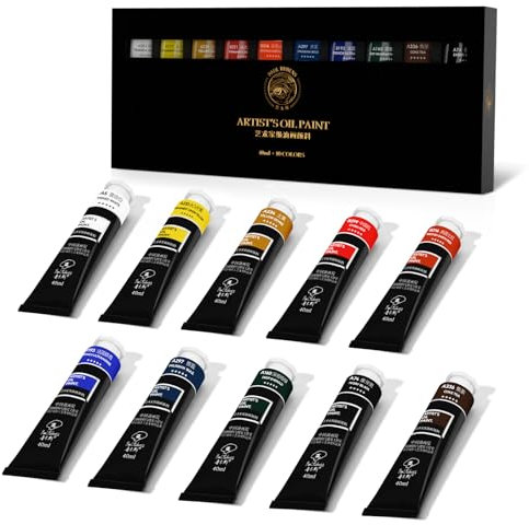 Paul Rubens Lot de 10 tubes de peinture à l'huile de 40 ml pour artistes, hautement pigmentées, excellente opacité et résistance à la lumière, kit professionnel de peinture à l'huile