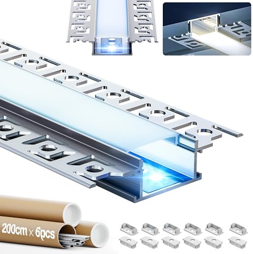 LASLUX LED Trockenbauprofil 2m × 6 – LED Profil Trockenbau 64.2×13,8mm – 21mm Innenbreite für Rigips Wand