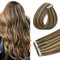 XDhair Tape Extensions Echthaar Schokoladenbraun bis Karamellblond 20pcs 50g 50cm extensions Echthaar Invisible Remy Tape in Echthaar Extension in der Farbe (#4P/27-20)