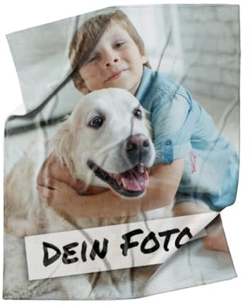 Personalisierte Kuscheldecke mit Foto - personalisierte Fotodecke - Kuscheldecke mit Ihrem Bild - Fotodecke selbst gestalten - Decke Hochformat 125 x 155 cm 1 Foto Design 125 x 155 cm
