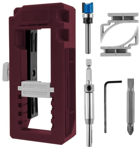 1 Set of Door Hinge Jig, Door Hinge Mortise Jig Kit, Sturdy Cabinet Door Hinge Installation Kit, Stable and Durable, Simple and Fast to Use, Widely Used, for Hinge Installation, Red