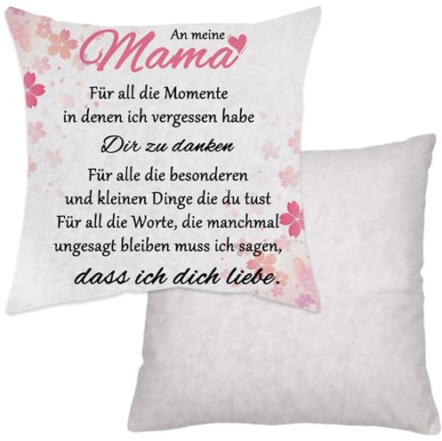 trabag Mama Kissenbezüge für Geburtstag, Geschenk Weihnachten 45x45cm, Dekokissen Kissen mit Taschen, Geburtstagsgeschenk für Beste Mama, Mutter Geschenk