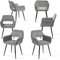 MEUBLE COSY Lot de 6 Chaises de Salle à Manger Scandinave Fauteuil Assise Rembourrée en Velours Côtelé Pieds en Métal pour Cuisine Salon Chambre Bureau, Gris