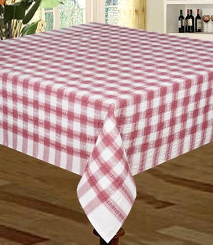 Snugglemore Seersucker 100% Cotton Tablecloth Sizes Napkins Also Available (Grape, 50 x 70)