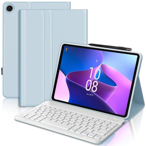 SENGBIRCH Custodia con Tastiera per Lenovo Tab M10 Plus (3rd Generazione) 10.6 2022, Cover con Tastiera Layout Italiano Rimovibile Magnetica Wireless Bluetooth per Lenovo M10 Plus, Azzurro