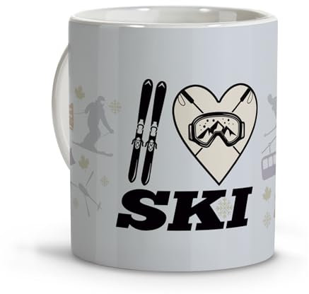 Regali per gli atleti. Tazze originali da regalare. Tazze da caffè. Tazza in ceramica 330 ml. Mug. Regali originali per uomo. Sci Sci