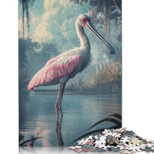 Roseate Spoonbill in Marsh Puzzles 1000 Teile Schwer Puzzle Spielzeug Pädagogisches Spiel Impossible Herausforderungsspielzeug Für Erwachsene Und Kinder Ab 14 Jahren 1000pcs (75x50cm)
