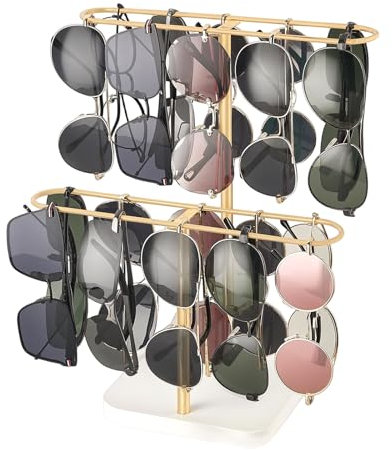 QINGZY Espositore Occhiali da Sole, Porta Occhiali da Tavolo a Doppio Strato, Organizer per 20 Paia, Supporto Occhiali da Vista e da Sole per Casa, Dresser, Negozio, Scrivania