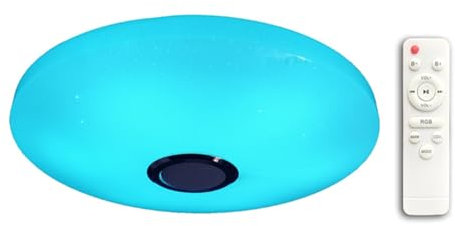 Joselin Lámpara de Techo de 12 Pulgadas con Control Remoto con Altavoz Bluetooth RGB Lámpara de Ducha LED Empotrada de 24 W Enchufe Europeo