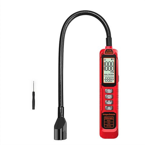 Refrigerant Leak Detector, Gas Sniffer with Alarm, Freon Halogen Refrigerant Leak Detector CFCs HCFCs HFCs, Battery/Rechargeable Mode, 0-1000PPM