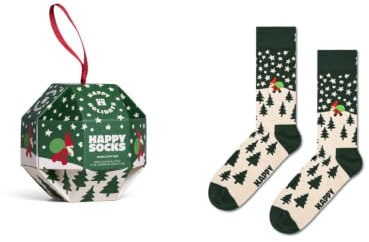 Happy Socks Von Weihnachten inspirierte Socken und Geschenkboxen für Herren und Damen - Weihnachtsmann, Schneemänner, Sterne, Elfen, 36-40 & 41-46