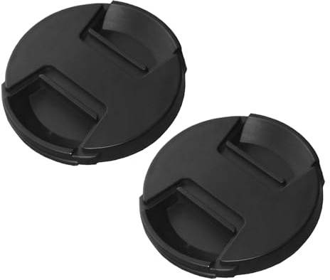 2Pcs 49mm Camera Lens Cap Secure Inner Locking Mechanism Without Label Anti Loss Thin ABS Rubber Composite Camera Lens Cover