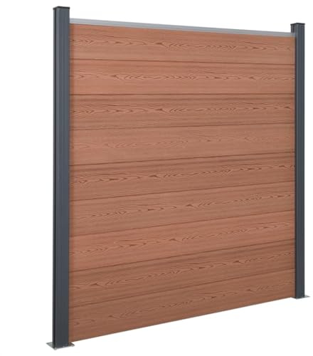 Zaunelement-Set Braun 180x186 cm WPC, Sichtschutzzaun für Garten und Hof, langlebig, rost- und verrottungsbeständig, einfache Montage, doppelter Look