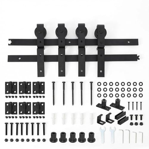 Crevyteg 72” Kit Rail Coulissant Robuste Pour Porte De Placard Pliante Style Grange Fonctionnement Silencieux Montage Latéral Facile Compatible 4 Portes Bifold Idéal Dressing Chambre Buanderie