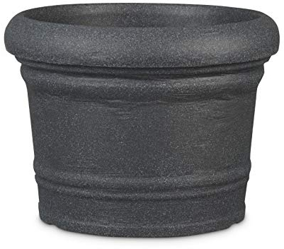 Scheurich Formia 30, Pflanzgefäß/Blumentopf/Pflanzkübel, rund, Farbe: Schwarz-Granit, hergestellt mit recyceltem Kunststoff, 10 Jahre Garantie, für den Außenbereich