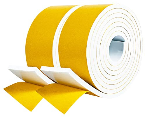 fowong Self Adhesive Weatherstripping 50mm Wide X 6mm Thick X 4m Long White Colour Closed Cell Foam Tape Home Window Door Draught Excluder.