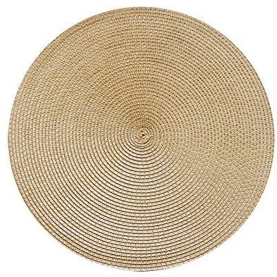 Tovaglietta Rotondo Tappetino Tondo con Isolamento Termico Tappetino da Tavolo in Pp Stile Giapponese Set da 4 Pezzi-d'oro (38 Cm)