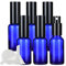 ZEOABSY 6 Pcs 30ml Empty Blue Glass with Fine Mist Spray Bottles Travel Portable Small Refillable Sprayer Bottles with Black Pump Head for Cosmetic Perfume Containers, with 2X Funnel
