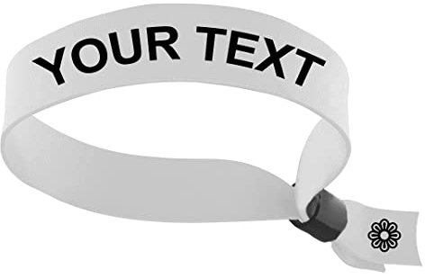 50 Weiß Personalisiertes Festival Stoff Armbänder – Einlassbänder für Events, Partys & Konzerte, Stoffarmband mit individuellem Druck