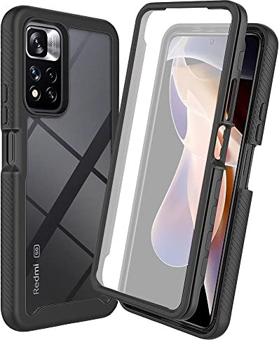 XINNI Coque pour Xiaomi Redmi Note 11 Pro+ 5G(Note 11 Pro Plus) Antichoc Housse avec Protège écran, 360 Degrés Full Body Etui Solide Double Face Bumper Portable Transparent Housse