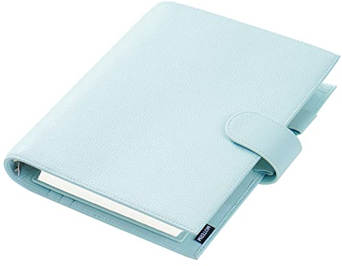 Moterm A5 Luxe Ringe Planer - Echtes Leder Binder Organizer (Kiesel-Hellblau,30mm Ring)