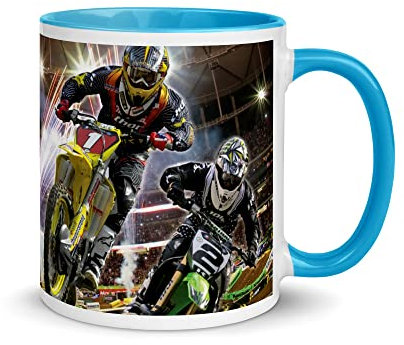 Mug à Intérieur Coloré Moto Cross