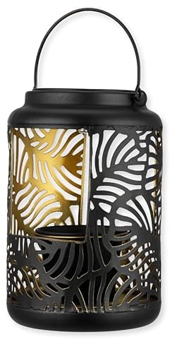 REV Solarlampe - Gartenleuchte 25cm mit Dekoschale & Bügel zum Aufhängen - schöne Gartendeko, Metall, IP44, schwarz