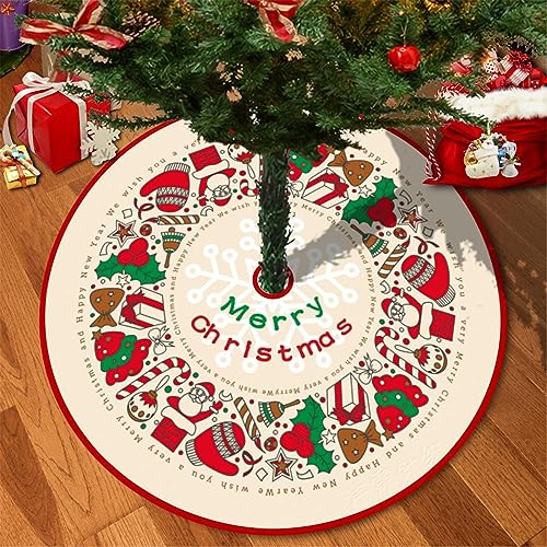 Weihnachtsbaum Röcke, 90 cm Weihnachtsbaum Rock Christbaumschmuck Plüsch runde Baumdecke mit Weihnachtsmann Muster Christbaumständer Teppich für Weihnachtsfeiertag Dekorationen