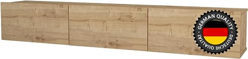 moebel17 Damla TV Lowboard hängend, Eiche Saphir, Holz, grifflose Türen viel Stauraum,Board für Wohnzimmer,Hängeboard Designerstück,180 x 29,5 x 29,5 cm, 9925 (Eiche Saphir)
