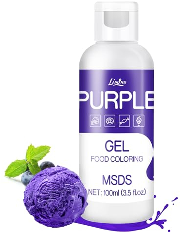 Lebensmittelfarbe Gel - 100ml Gel Lebensmittel Farben für Kuchen, Backen, Kekse, Macaron - Zuckerfrei Konzentrierte Farbe Food Coloring für Tortendeko, Getränken, Osterei, DIY Slime (Lila)