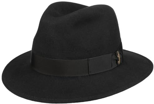 Borsalino Piemonte Traveller Wollhut Wollfilzhut Filzhut Damen/Herren - Made in Italy mit Ripsband, Ripsband Winter Herbst-Winter - 59 cm schwarz