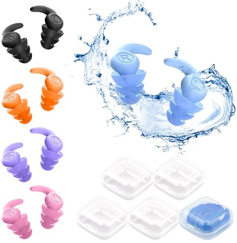 ZOCONE 5 Pairs Swimming Surfing Ear Plugs Adults Waterproof Reusable Soft Silicone Swimming Water Earplugs for Shower Pools and Other Water Sports